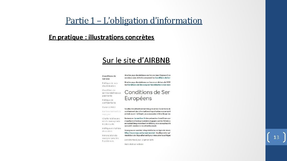 Partie 1 – L’obligation d’information En pratique : illustrations concrètes Sur le site d’AIRBNB