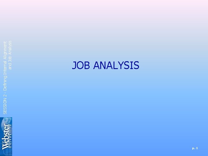 SESSION 2 - Defining Internal Alignment and Job Analysis JOB ANALYSIS p. 1 