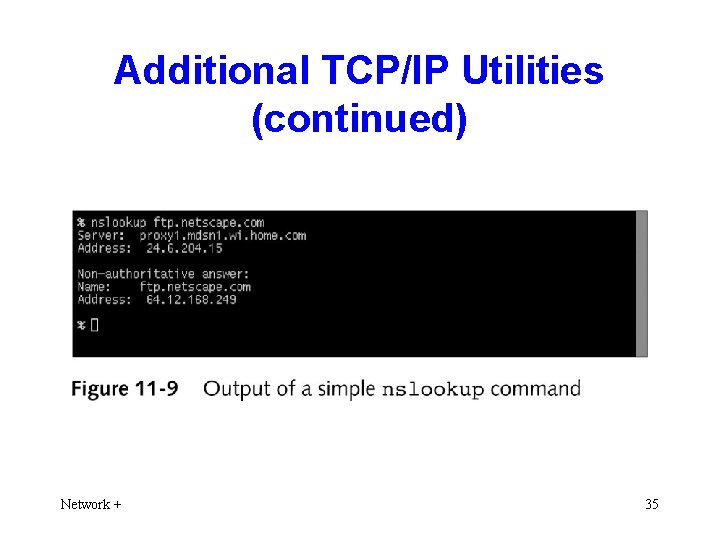 Additional TCP/IP Utilities (continued) Network + 35 