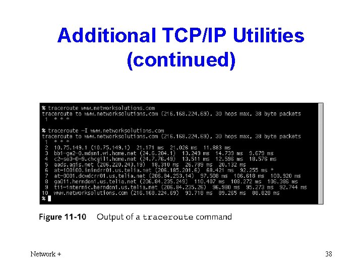 Additional TCP/IP Utilities (continued) Network + 38 