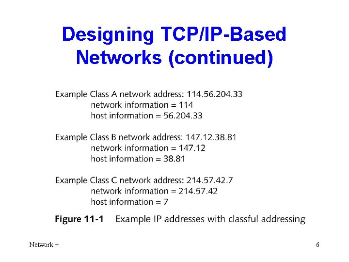 Designing TCP/IP-Based Networks (continued) Network + 6 