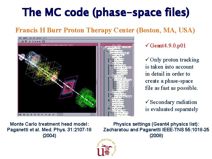 The MC code (phase-space files) Francis H Burr Proton Therapy Center (Boston, MA, USA) The MC code (phase-space files) Francis H Burr Proton Therapy Center (Boston, MA, USA)