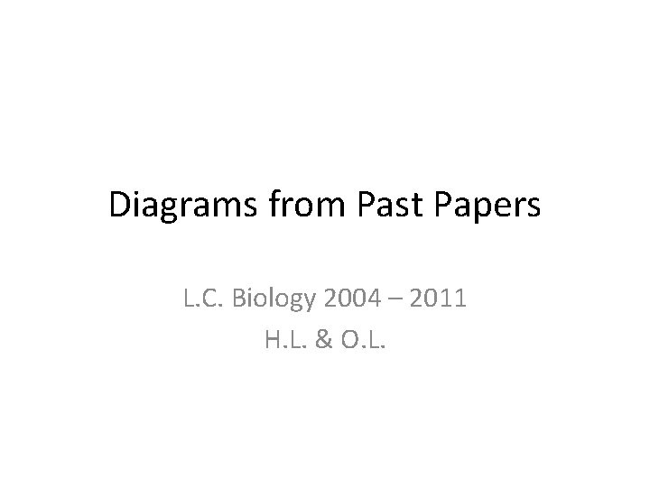 Diagrams from Past Papers L. C. Biology 2004 – 2011 H. L. & O.