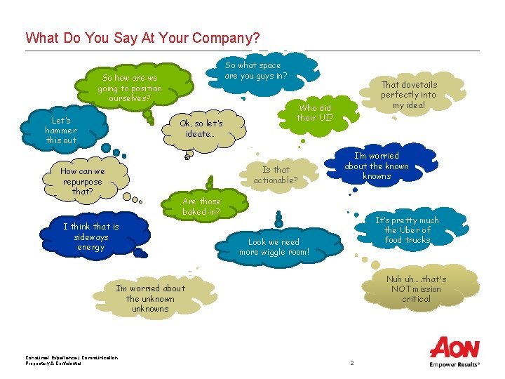 What Do You Say At Your Company? So what space are you guys in? What Do You Say At Your Company? So what space are you guys in?