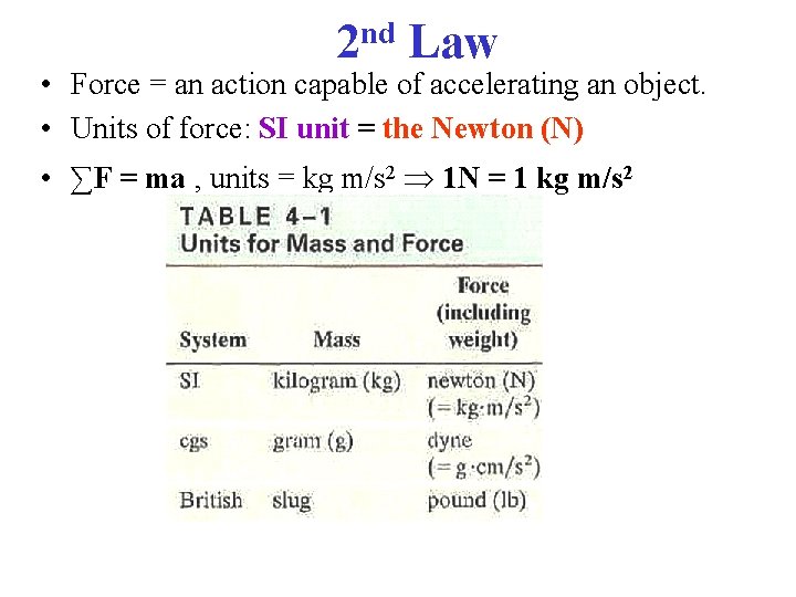 nd 2 Law • Force = an action capable of accelerating an object. •