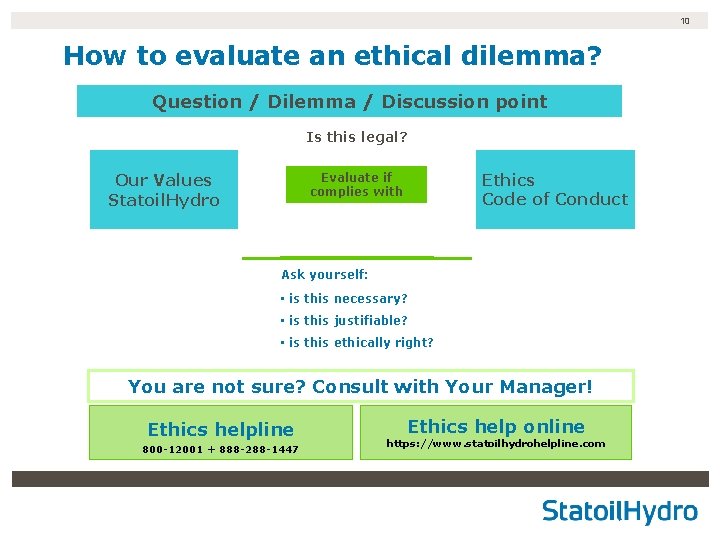 10 How to evaluate an ethical dilemma? Question / Dilemma / Discussion point Is 10 How to evaluate an ethical dilemma? Question / Dilemma / Discussion point Is