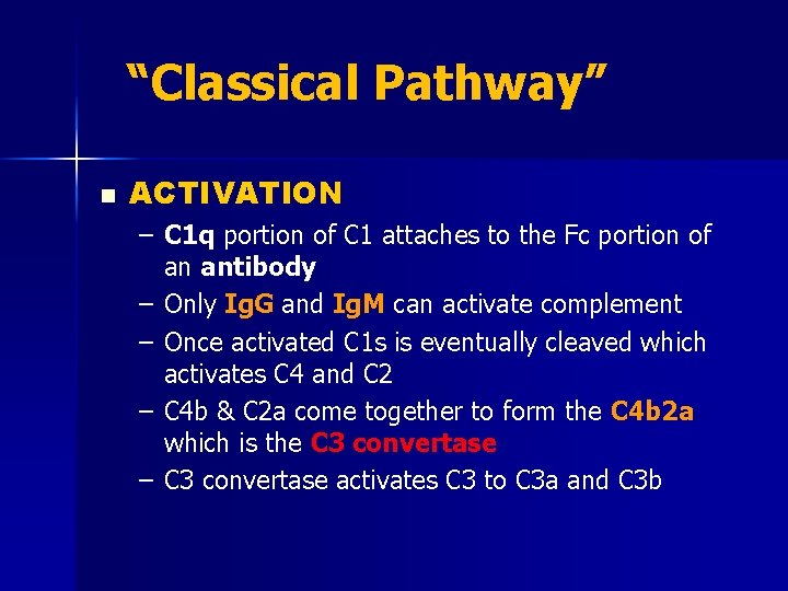 “Classical Pathway” n ACTIVATION – C 1 q portion of C 1 attaches to