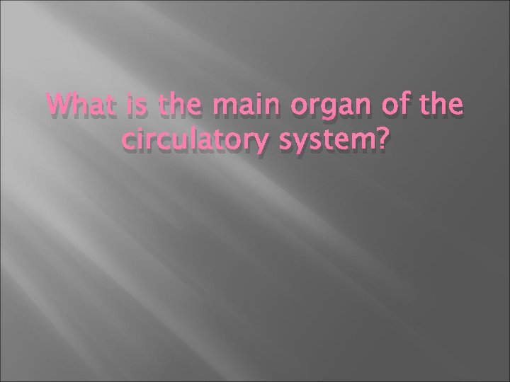 What is the main organ of the circulatory system? 