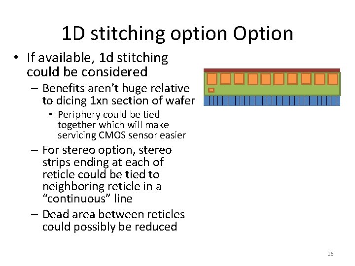 1 D stitching option Option • If available, 1 d stitching could be considered