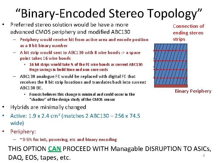 “Binary-Encoded Stereo Topology” • Preferred stereo solution would be have a more advanced CMOS