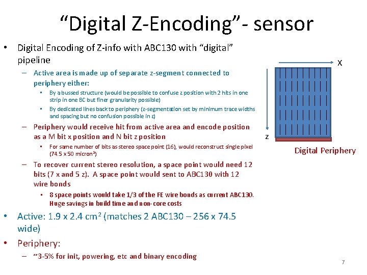 “Digital Z-Encoding”- sensor • Digital Encoding of Z-info with ABC 130 with “digital” pipeline