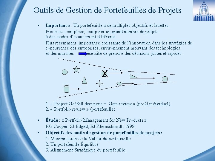 Outils de Gestion de Portefeuilles de Projets • Importance : Un portefeuille a de