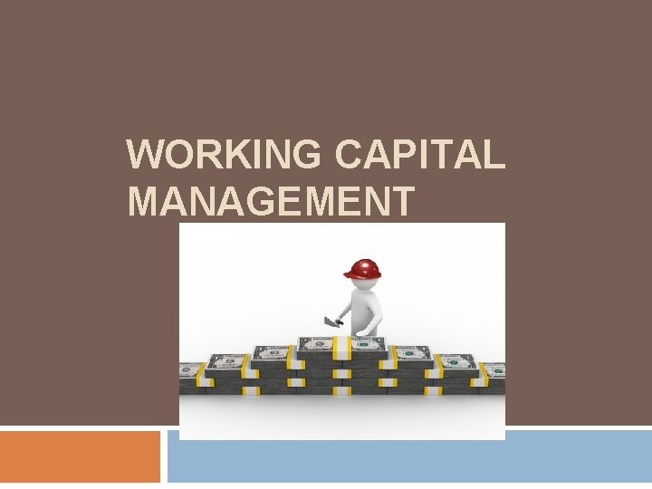 WORKING CAPITAL MANAGEMENT 