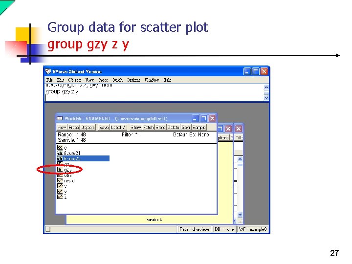 Group data for scatter plot group gzy z y 27 