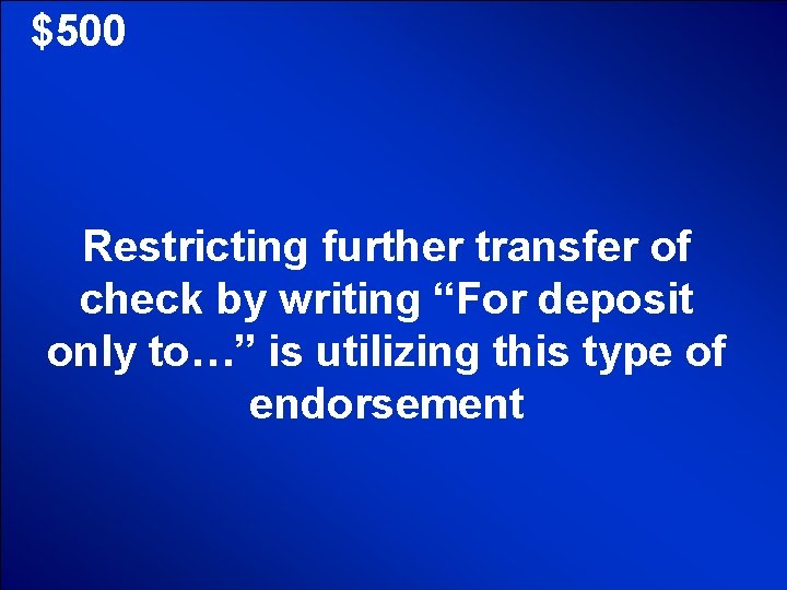 © Mark E. Damon - All Rights Reserved $500 Restricting further transfer of check