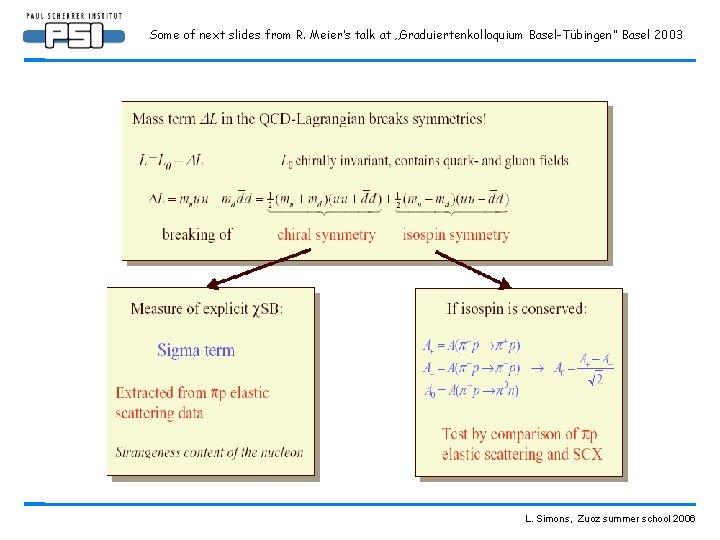 Some of next slides from R. Meier‘s talk at „Graduiertenkolloquium Basel-Tübingen“ Basel 2003 L.