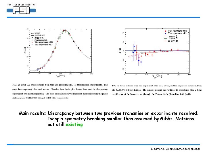 Main results: Discrepancy between two previous transmission experiments resolved. Isospin symmetry breaking smaller than