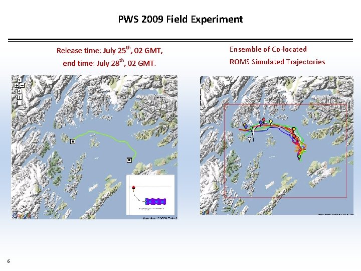 PWS 2009 Field Experiment Ensemble of Co-located ROMS Simulated Trajectories 6 