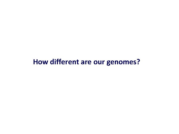 How different are our genomes? 