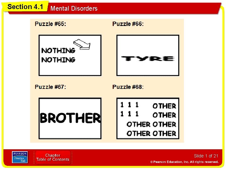 Section 4. 1 Mental Disorders Slide 1 of 21 