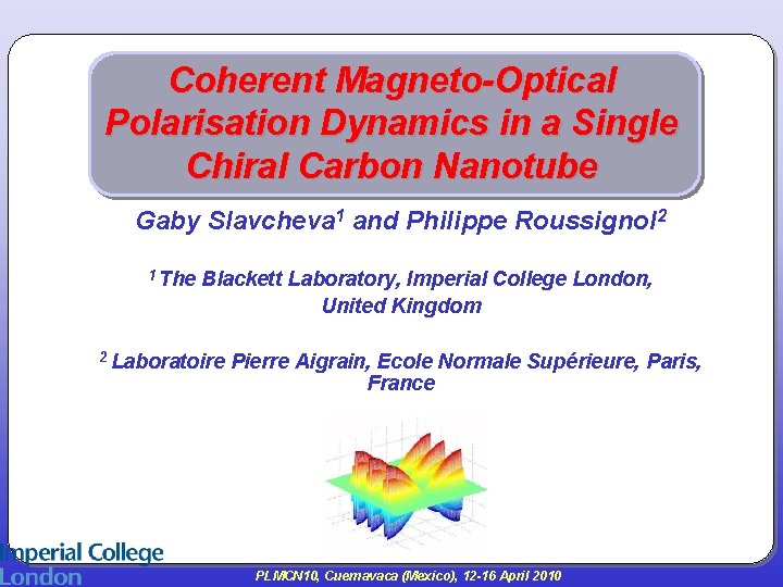 Coherent Magneto-Optical Polarisation Dynamics in a Single Chiral Carbon Nanotube Gaby Slavcheva 1 and