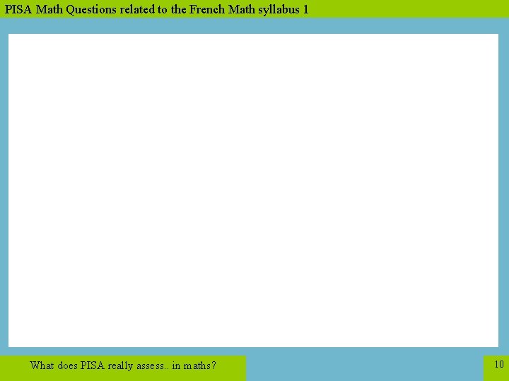 PISA Math Questions related to the French Math syllabus 1 What does PISA really