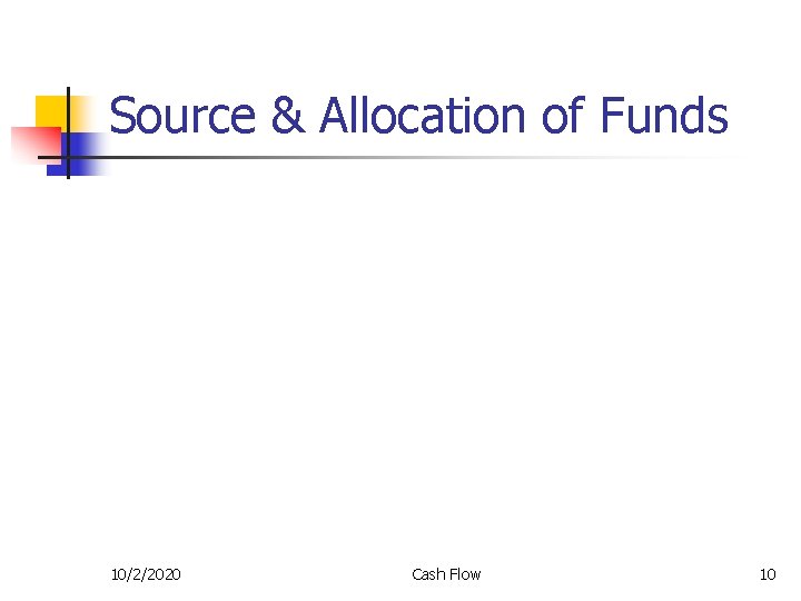 Source & Allocation of Funds 10/2/2020 Cash Flow 10 