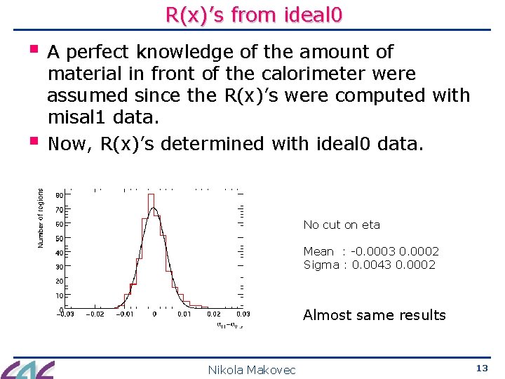 R(x)’s from ideal 0 § A perfect knowledge of the amount of § material