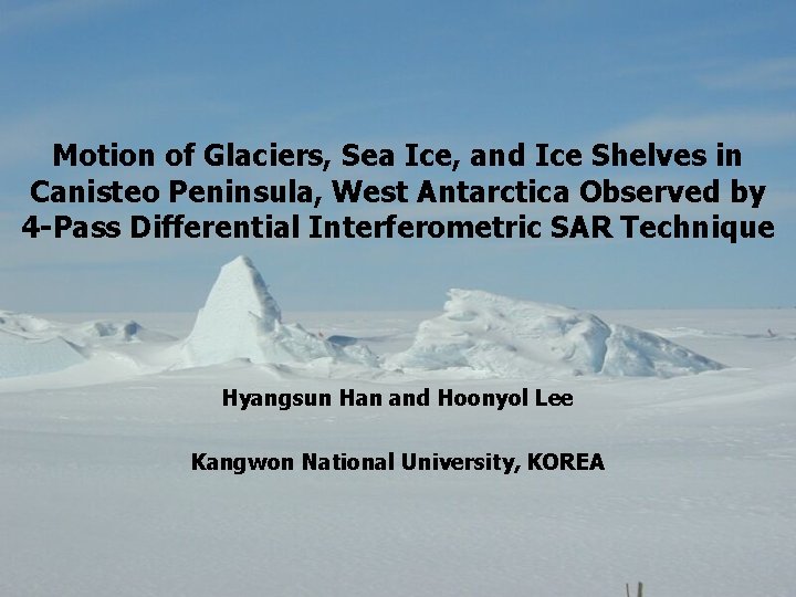 Motion of Glaciers, Sea Ice, and Ice Shelves in Canisteo Peninsula, West Antarctica Observed