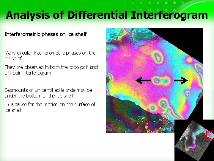 Analysis of Differential Interferogram Interferometric phases on ice shelf Many circular interferometric phases on