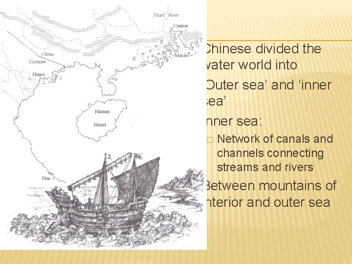 Chinese divided the water world into � ‘Outer sea’ and ‘inner sea’ � Inner