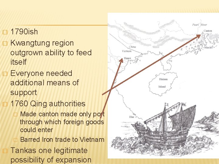 � � 1790 ish Kwangtung region outgrown ability to feed itself Everyone needed additional