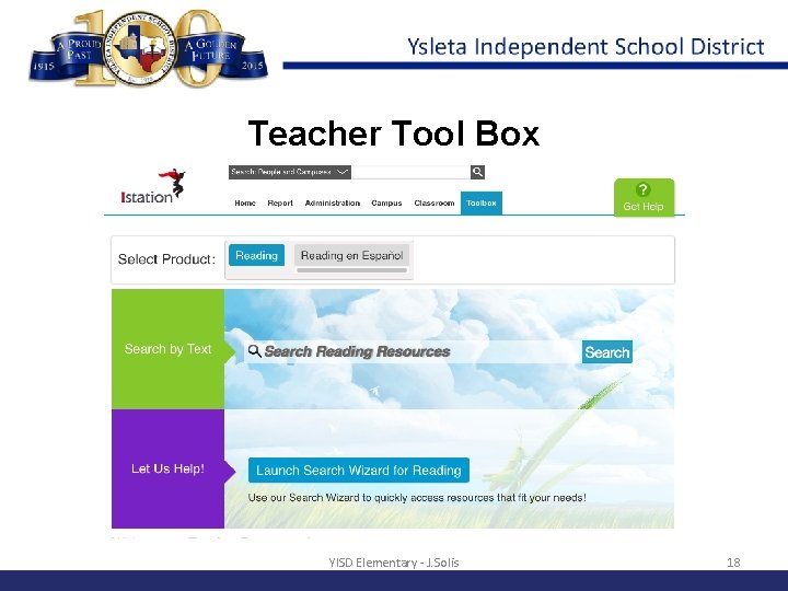 Teacher Tool Box YISD Elementary - J. Solis 18 