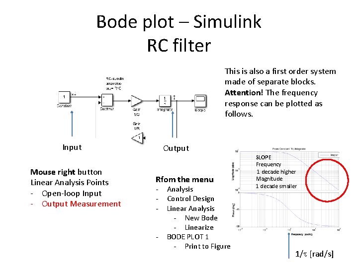 Bode plot – Simulink RC filter This is also a first order system made
