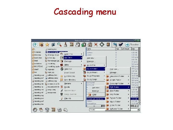 Cascading menu 