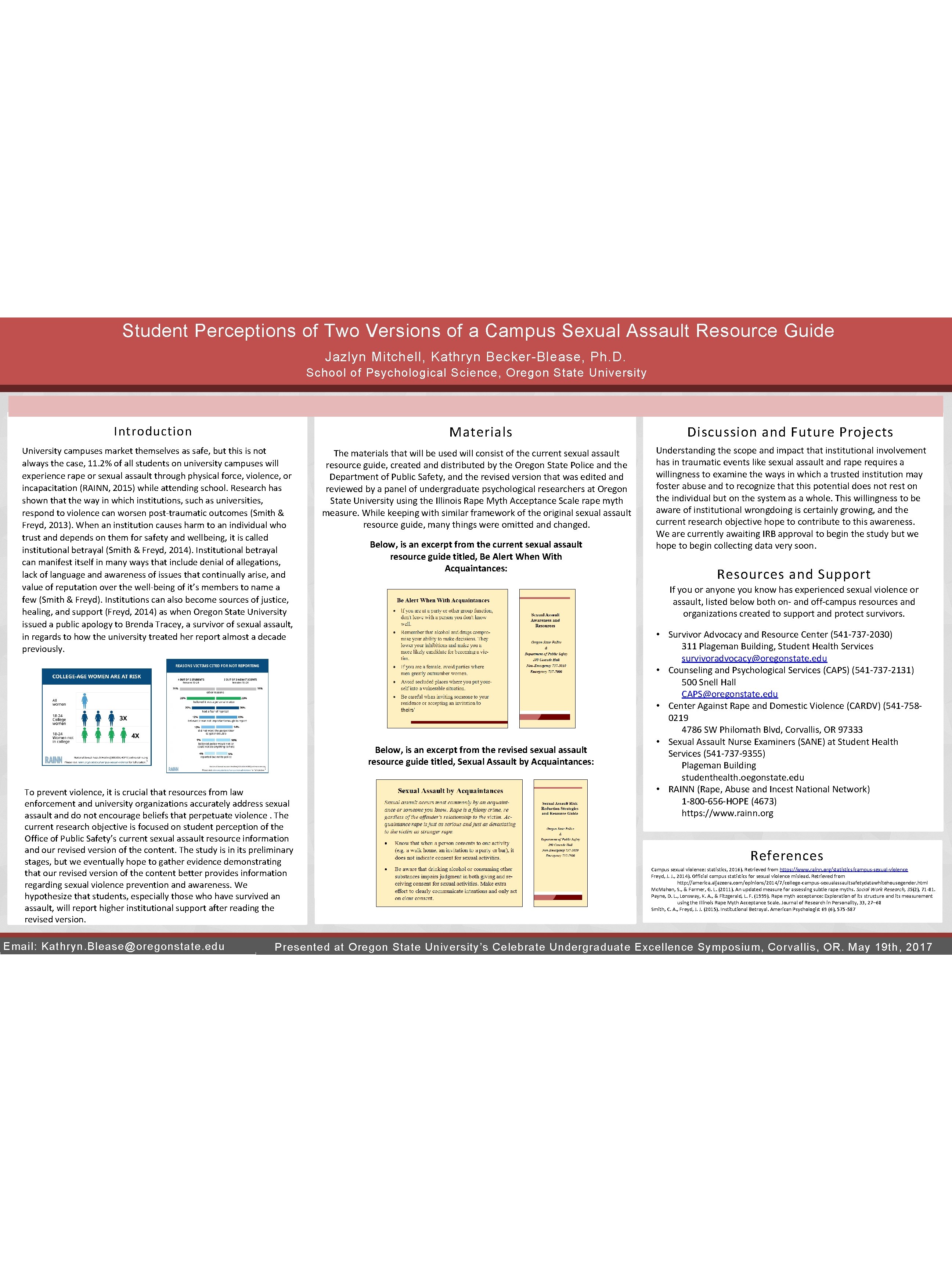 Student Perceptions of Two Versions of a Campus Sexual Assault Resource Guide Jazlyn Mitchell,