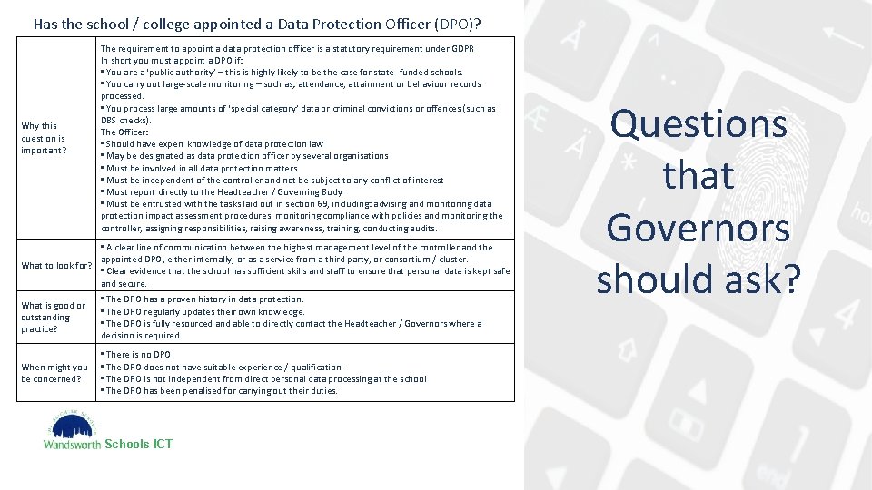 Has the school / college appointed a Data Protection Officer (DPO)? Why this question