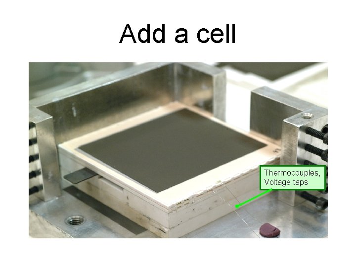 Add a cell Thermocouples, Voltage taps 