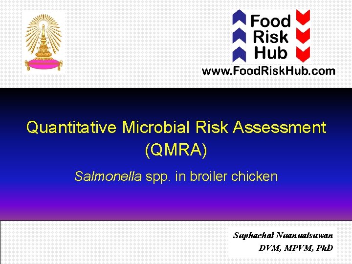 Quantitative Microbial Risk Assessment (QMRA) Salmonella spp. in broiler chicken Suphachai Nuanualsuwan DVM, MPVM,