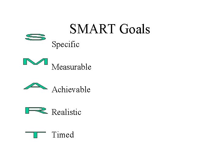 SMART Goals Specific Measurable Achievable Realistic Timed 