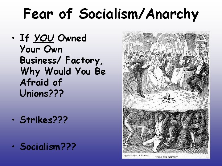 Fear of Socialism/Anarchy • If YOU Owned Your Own Business/ Factory, Why Would You