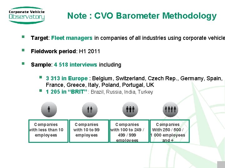 Note : CVO Barometer Methodology § Target: Fleet managers in companies of all industries