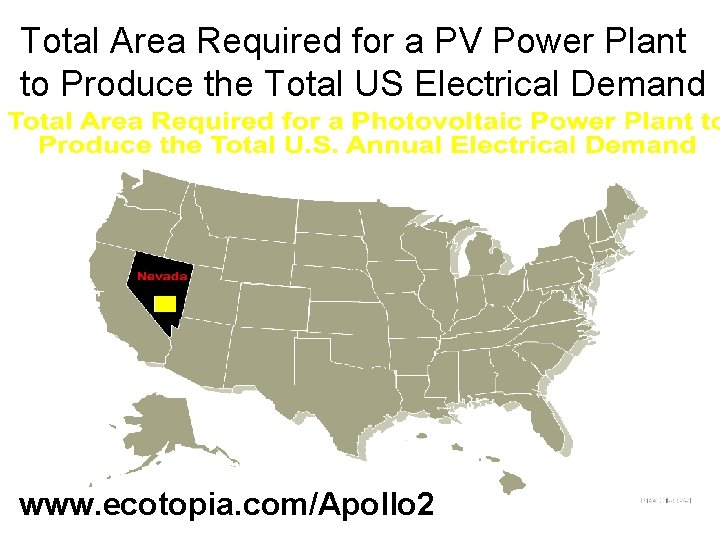 Total Area Required for a PV Power Plant to Produce the Total US Electrical