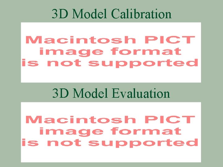 3 D Model Calibration 3 D Model Evaluation 