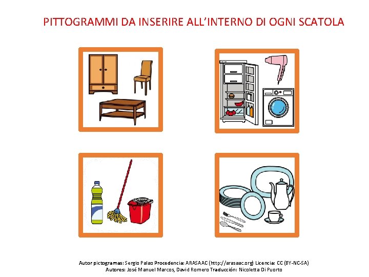 PITTOGRAMMI DA INSERIRE ALL’INTERNO DI OGNI SCATOLA Autor pictogramas: Sergio Palao Procedencia: ARASAAC (http: PITTOGRAMMI DA INSERIRE ALL’INTERNO DI OGNI SCATOLA Autor pictogramas: Sergio Palao Procedencia: ARASAAC (http: