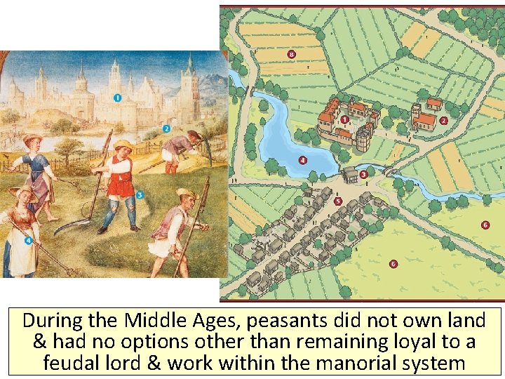 During the Middle Ages, peasants did not own land & had no options other