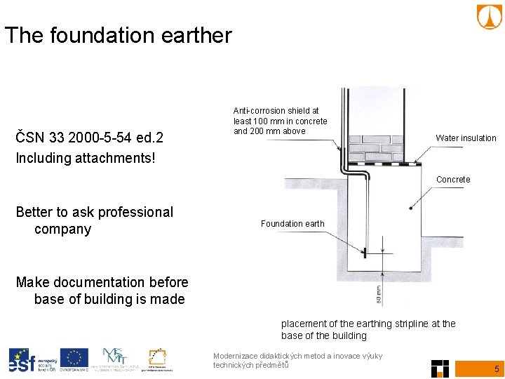 The foundation earther ČSN 33 2000 -5 -54 ed. 2 Including attachments! Anti-corrosion shield