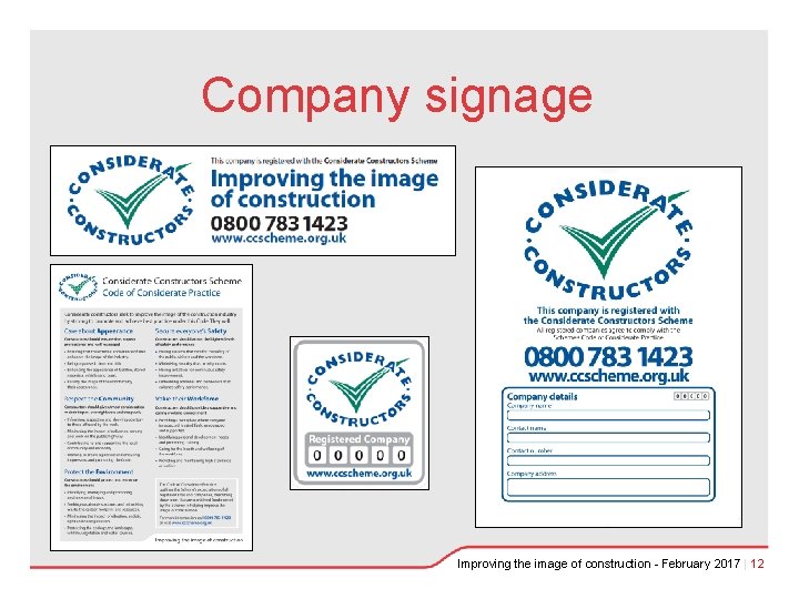 Company signage Improving the image of construction - February 2017 | 12 