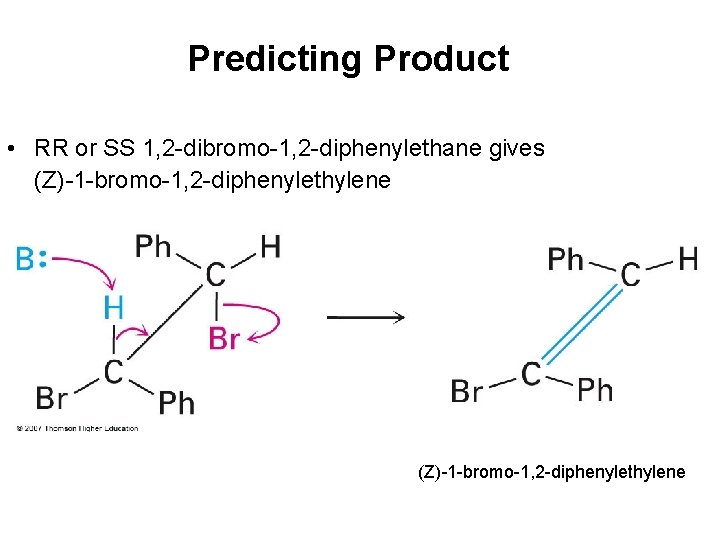 Predicting Product • RR or SS 1, 2 -dibromo-1, 2 -diphenylethane gives (Z)-1 -bromo-1,