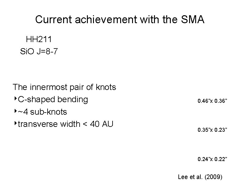 Current achievement with the SMA HH 211 Si. O J=8 -7 The innermost pair